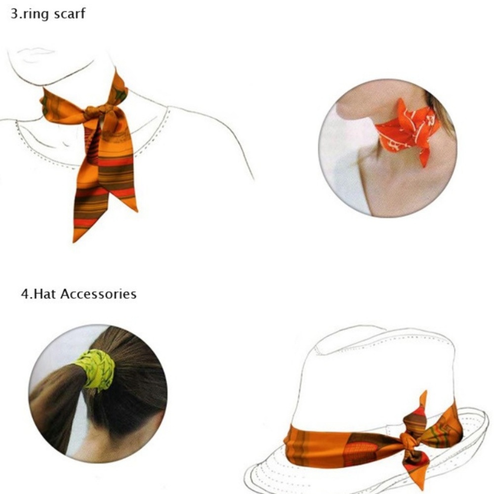 One Twilly Silk Scarve Bag Handle Head Neck - Picture 5 of 7